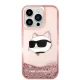 Karl Lagerfeld dėklas iPhone 14 Pro telefonui Liquid Glitter Choupette, rožinis