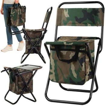 Folding Camping and Fishing Chair with Bag, Camouflage