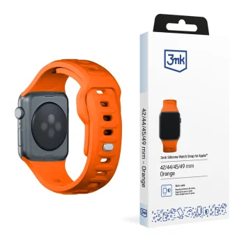 3mk silikoninis dirželis „Apple Watch“ 42 / 44 / 45 / 49 mm, oranžinis