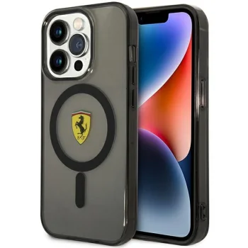 Ferrari Translucent dėklas iPhone 14 Pro telefonui su MagSafe, juodas