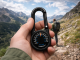 2-in-1 Carabiner Compass and Thermometer Keychain, Black