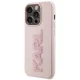 Karl Lagerfeld iPhone 15 Pro Max dėklas 3D Logo Glitter, rožinis
