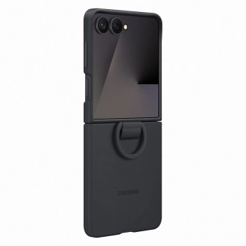 Samsung Galaxy Z Flip 7 silikoninis dėklas su žiedu, juodas (EF-PF766TBEGWW)