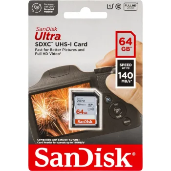 Atminties kortelė SanDisk Ultra SDXC UHS-I 64 GB 140 MB/s SDSDUNB-064G-GN6IN