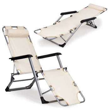 Sulankstomas sodo gultas-kėdė MultiGarden 2-in-1 144441, smėlio spalvos