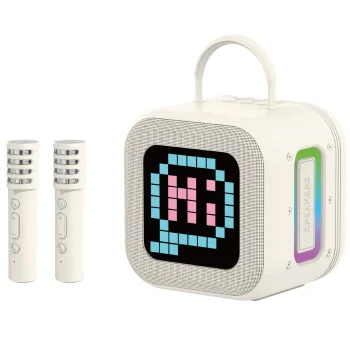 Nešiojamasis „Bluetooth“ garsiakalbis Blavec WS-09 Karaoke Fun 10W su 2 mikrofonais, smėlio spalvos