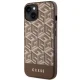 Guess iPhone 14 Plus dėklas GCube Stripes MagSafe, rudas