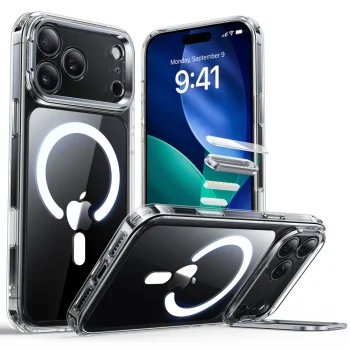 ESR Classic Hybrid Kickstand MagSafe dėklas, skirtas iPhone 17 Pro Max, skaidrus