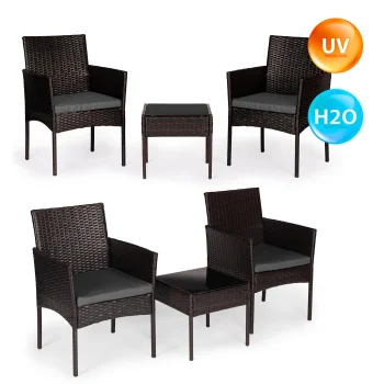 MultiGarden Garden Furniture Set, 2 Chairs and Table, Dark Brown