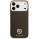 Guess Grained Strass Logo MagSafe dėklas iPhone 17 Pro Max, rudas