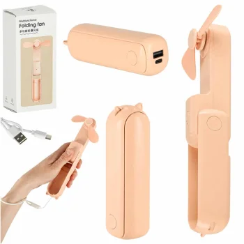 Portable Mini USB Fan with Power Bank Function, Pink