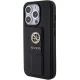 Guess Grip Stand 4G Saffiano Strass dėklas, skirtas iPhone 15 Pro Max, juodas