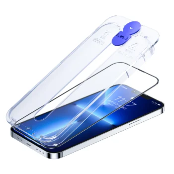 Apsauginis stiklas Joyroom Knight skirtas iPhone 14 Plus su montavimo rinkiniu JR-H11, skaidrus