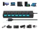 USB šakotuvas 7x USB 2.0 su atskirais jungikliais, juodas