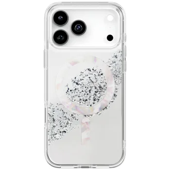 Uniq Coehl Crystelle Magnetic Charging dėklas iPhone 17 Pro Max, sidabrinis
