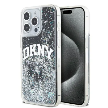 DKNY iPhone 14 Pro Max dėklas Liquid Glitter Big Logo, juodas