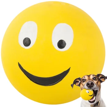 Squeaky Rubber Dog Ball Chew Toy with Funny Face, 6.5 cm