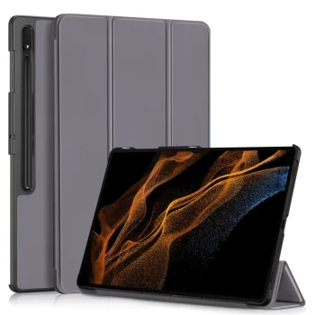 Samsung Galaxy Tab S9 Ultra odinis dėklas Tri-fold, pilkas