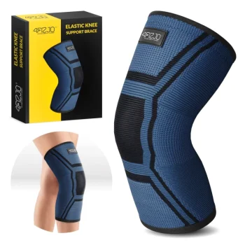 Elastingas kelio sąnario įtvaras 4FIZJO XXL, juodas su mėlyna