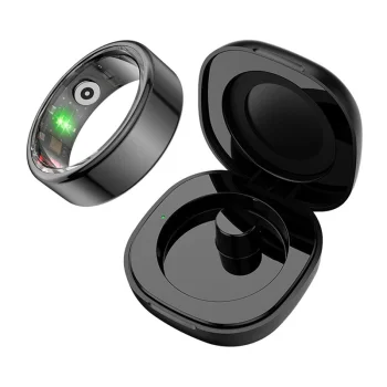 Išmanusis žiedas COLMI R02 su įkrovimo dėklu, 12 dydis (21,3 mm), juodas