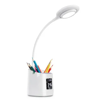 Desk Lamp with Organizer, Clock and Thermometer, LED