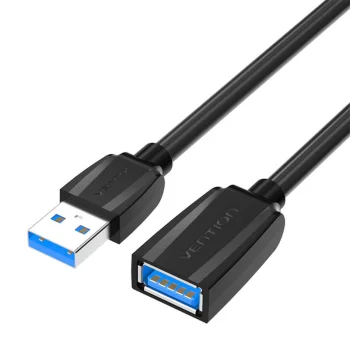 USB 3.0 prailginimo laidas Vention VAS-A45-B150, USB-A į USB-A, 1.5 m, juodas
