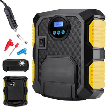 Automobilinis kompresorius - pompa 12V 150PSI/10BAR 120W su LED ir LCD