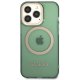 Guess Gold Outline Translucent MagSafe dėklas iPhone 13 Pro / 13, žalias