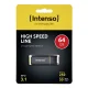 USB atmintinė Intenso High Speed Line, 64 GB, USB 3.1, juoda / geltona
