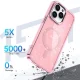 Dėklas iPhone 16 Pro Glitter Case MagSafe, pusiau permatomas rožinis su blizgučiais