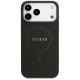 Guess Saffiano Classic Logo MagSafe dėklas telefonui iPhone 17 Pro Max, juodas