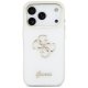 Guess IML 4G Script Metal dėklas iPhone 17 Pro telefonui, baltas