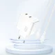 Dudao A28PEU PD 45W GaN 2x USB-C tinklo įkroviklis, baltas