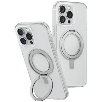 Uniq Swivix skaidrus dėklas su 360 sukama kojele, skirtas iPhone 16 Pro Max