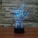 3D LED naktinė lemputė V-Sign Hand, RGB