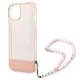 Guess Translucent Pearl Strap dėklas iPhone 14 Plus telefonui, rožinis