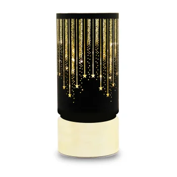 Glass Christmas LED Lantern with Timer Forever Light FCL-20, Black and Gold