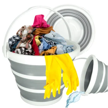 Collapsible silicone bucket with handle, 10L, grey