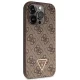 Guess iPhone 14 Pro Case PU Leather Metal Logo Strass Crossbody, Brown
