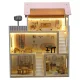 Wooden Dollhouse with Furniture and LED Light 78cm, Pink