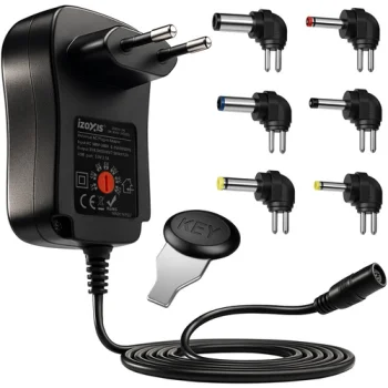 Izoxis universalus maitinimo šaltinis 30W su 6 antgaliais, USB, 3-12V