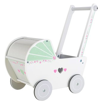 ECOTOYS Wooden Doll Stroller & Push Walker Cart