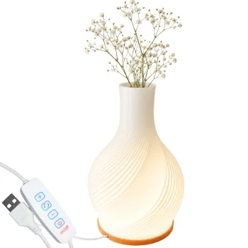 Stalinis LED šviestuvas-vaza 2-in-1, 3 šviesos spalvos, kreminis