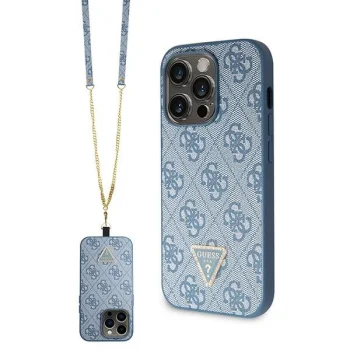Guess iPhone 15 Pro Case Crossbody 4G Metal Logo, Blue