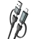3mk Hyper Cable N-SERIES 2 in 2 USB-A/C į USB-C/Lightning laidas 1.2m 60W, juodas