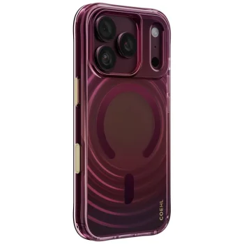 Dėklas Uniq Coehl Vela Magnetic Charging, skirtas iPhone 18 Pro / 17 Pro, bordo