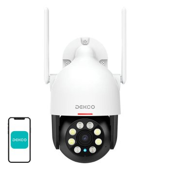 Dekco DC5L 2K QHD lauko Wi-Fi apsaugos kamera, balta