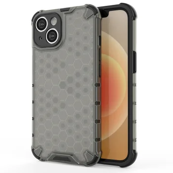 Armored Hybrid Case for iPhone 14 Honeycomb, Black