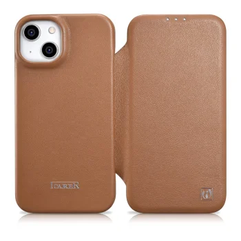 iCarer atverčiamasis odinis dėklas iPhone 14 Plus, MagSafe, rudas (WMI14220715-BN)