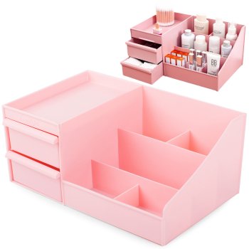 Cosmetic and Jewelry Organizer with 2 Drawers, Pink